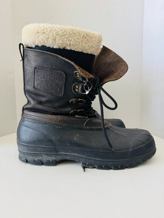 Polo Ralph Lauren Longhirst Insulated Duck Boots Mens 14D Brown Leather Rubber L main image 4
